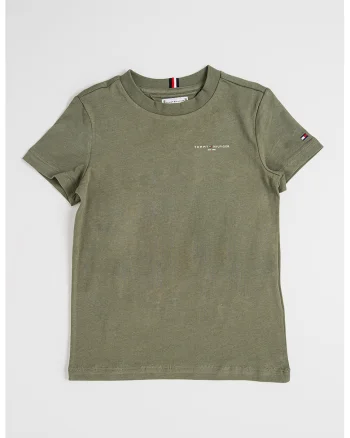 Tricou de bumbac cu decolteu la baza gatului, Kaki