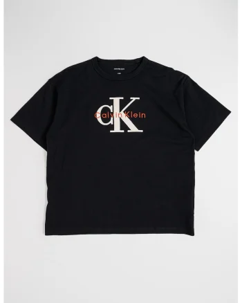 Tricou din bumbac organic cu decolteu la baza gatului si imprimeu logo, Negru