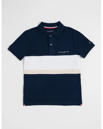 Tricou polo din bumbac, Alb/Bleumarin