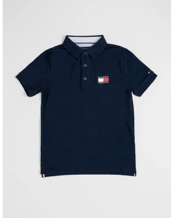 Tricou polo din bumbac cu imprimeu logo pe piept, Bleumarin