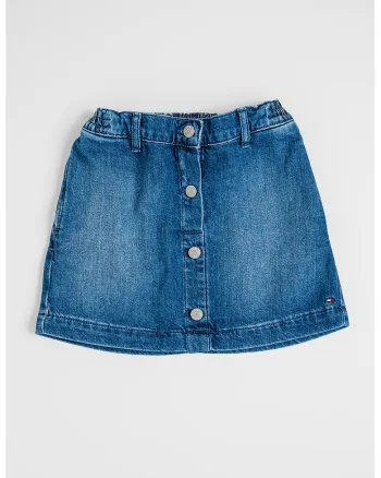 Fusta dreapta din denim, Albastru melange