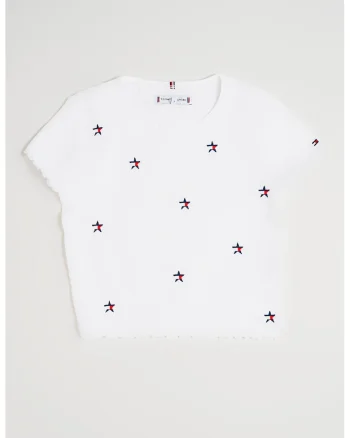Tricou din amestec de bumbac cu imprimeu, Alb
