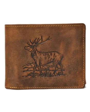 Portofel barbati piele naturala maro antichizat 12.5 x 10.5 x 3.0 cm, Vintage Hunting,  Maro antichizat