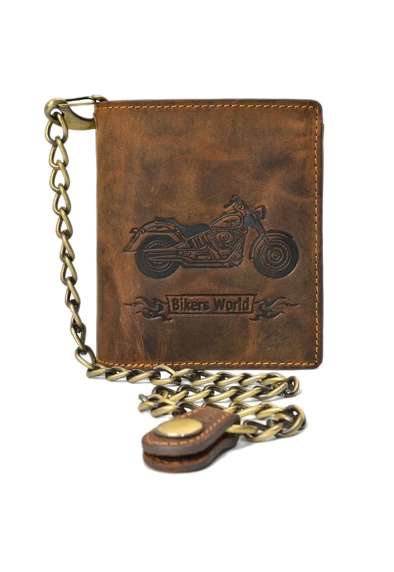Portofel barbati piele naturala maro antichizat 10 x 12.5 x 3 cm (1796A-Bike-25), Vintage,  Maro antichizat