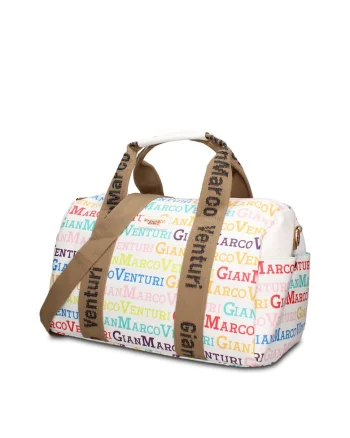 Geanta duffle de piele ecologica cu buzunare exterioare Lunaria Chic, Alb