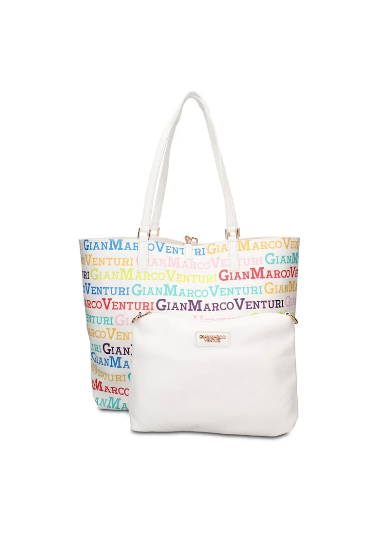 Geanta shopper de piele ecologica cu etui detasabil Valoria Chic, Alb