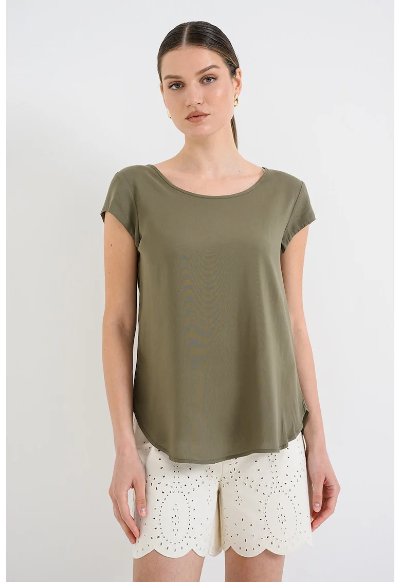 Bluza vaporoasa cu maneci scurte Nova, Verde masliniu