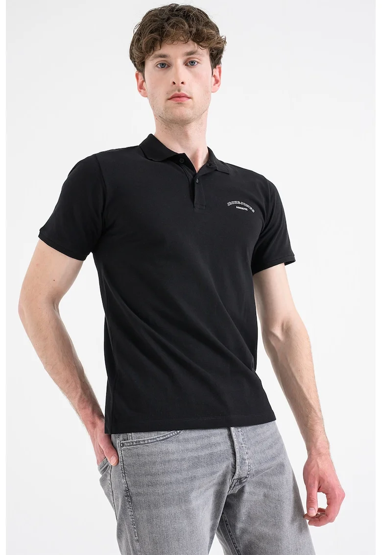 Tricou polo de bumbac organic College, Negru