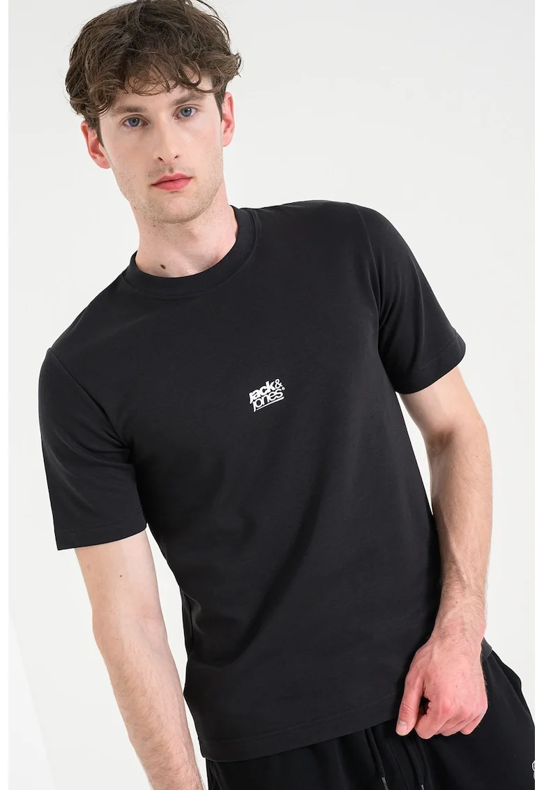 Tricou cu imprimeu logo camuflaj, Negru