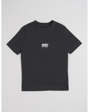 Tricou din bumbac cu imprimeu grafic si logo, Negru