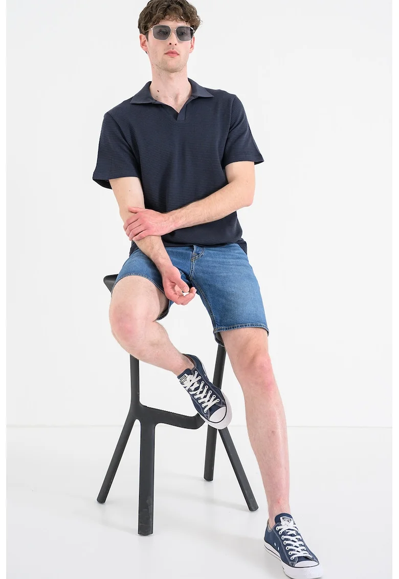 Tricou polo cu aspect texturat Bluharry, Bleumarin