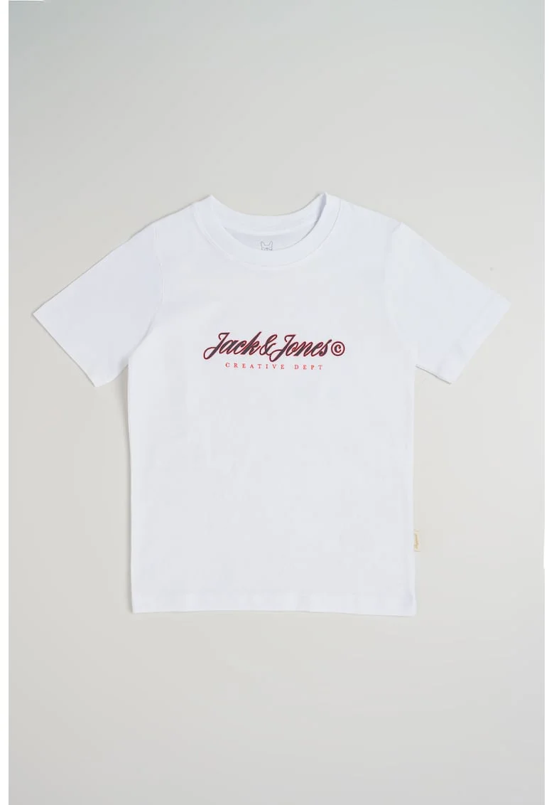 Tricou din bumbac organic cu logo pe piept, Rosu/Alb optic