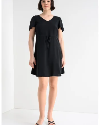Rochie mini cu croiala evazata, Negru