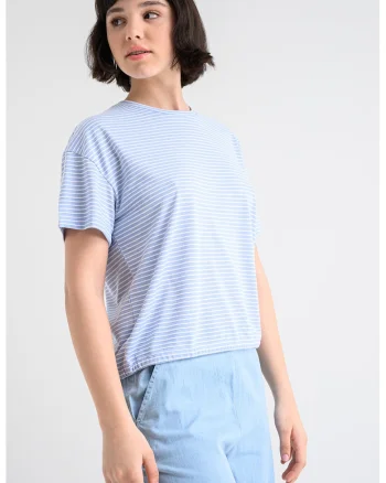 Tricou cu terminatie cu snur Cristy, Albastru deschis