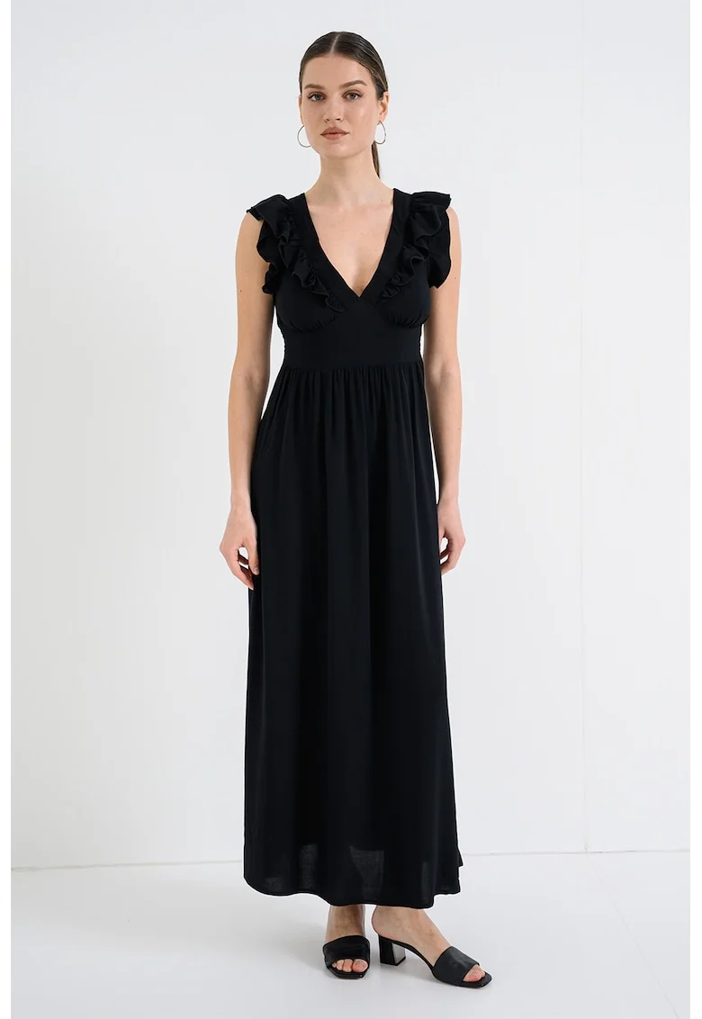 Rochie maxi cu decolteu in V Easy, Negru