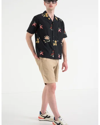 Camasa din bumbac cu model floral, Negru/Multicolor