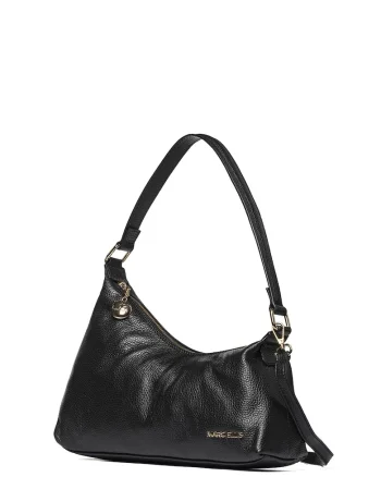 Geanta asimetrica de piele cu bareta de umar Celeste Lux, Negru