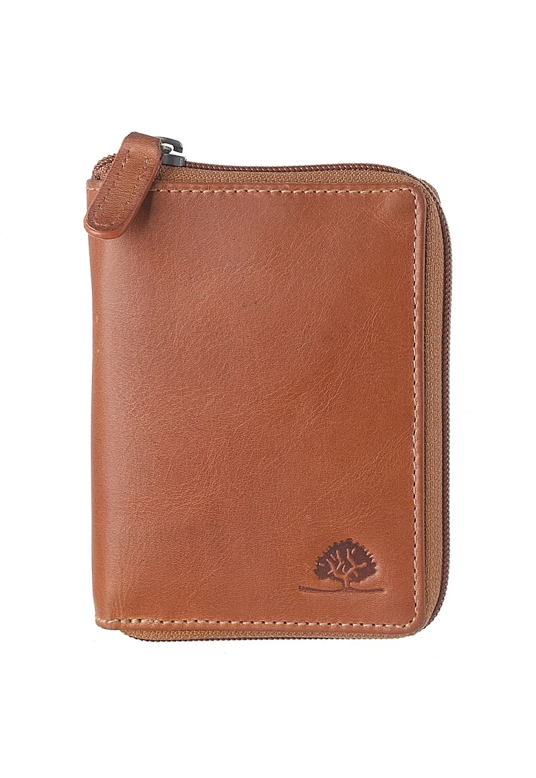 Portofel dama piele naturala 10 x 13 x 2.5 cm, TORNADO,, Coniac