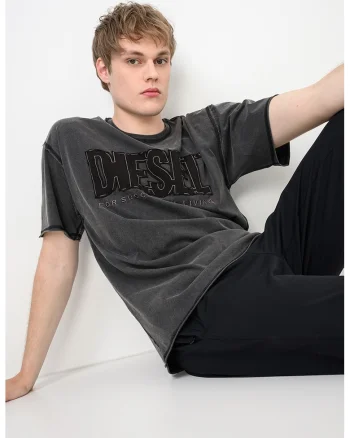 Tricou cu logo si cusaturi decorative Rawboxt, Gri inchis