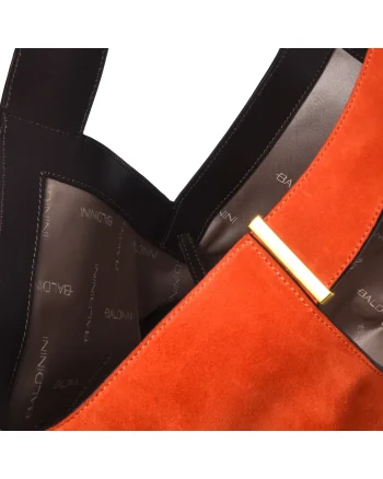 Geanta shopper  din piele intoarsa, Rosu, 30x48x15