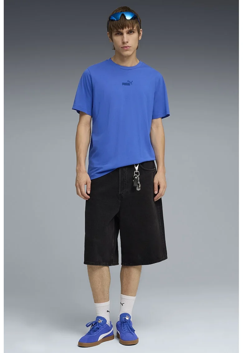 Tricou din bumbac cu detaliu logo Essentials, Albastru lavanda/Albastru indigo