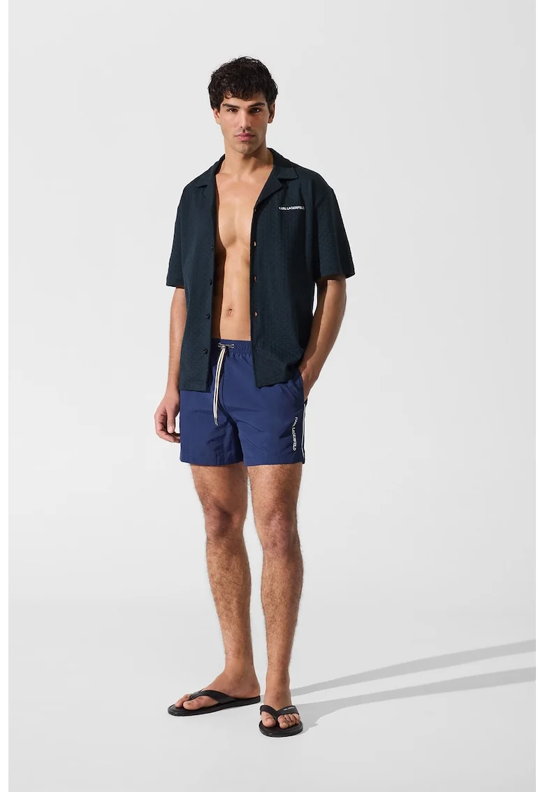 Pantaloni scurti de baie cu buzunar pe partea din spate, Bleumarin