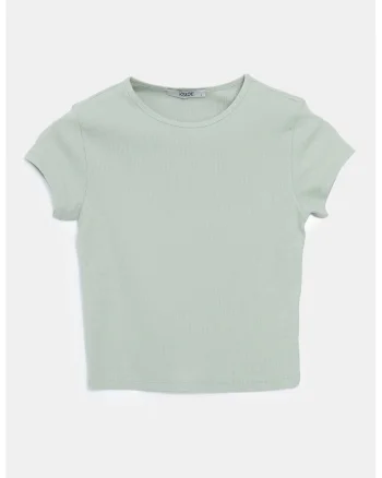 Tricou crop din amestec de bumbac, Verde pal
