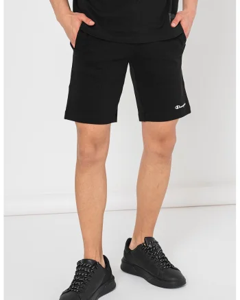 Pantaloni scurti de bumbac cu snur, Negru