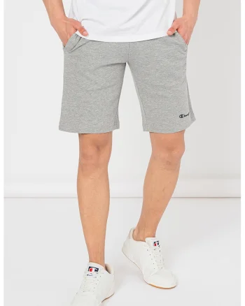 Pantaloni scurti de bumbac cu snur, Gri melange
