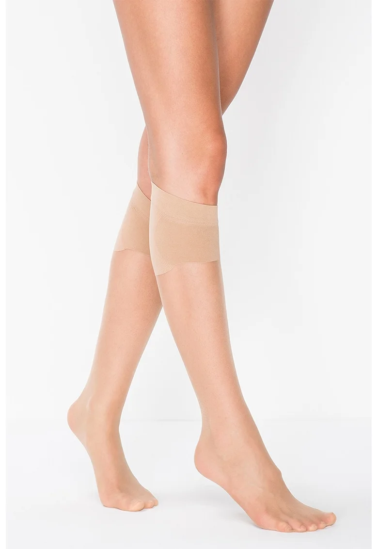 Sosete lungi pana la genunchi cu model uni - 1 pereche, Bej