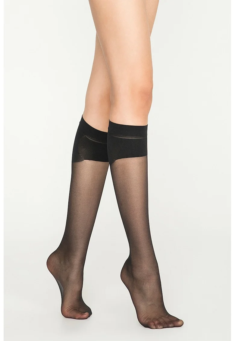 Sosete lungi pana la genunchi cu model uni - 1 pereche, Negru
