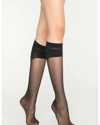 Sosete lungi pana la genunchi cu model uni - 1 pereche, Negru
