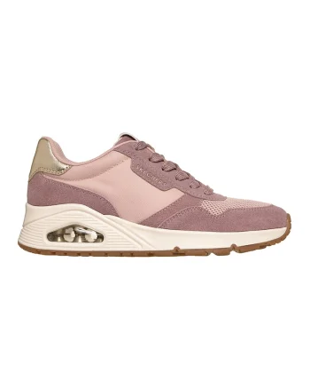 Pantofi sport Uno Vintage Air din piele intoarsa cu insertii de plasa, Roz prafuit