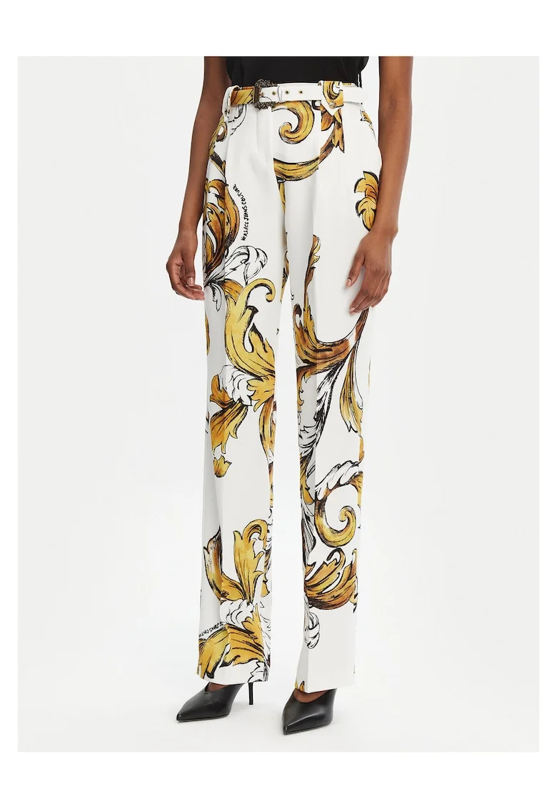 Pantaloni dama  alb/auriu