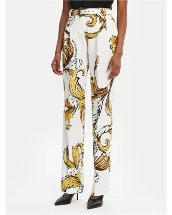 Pantaloni dama  alb/auriu