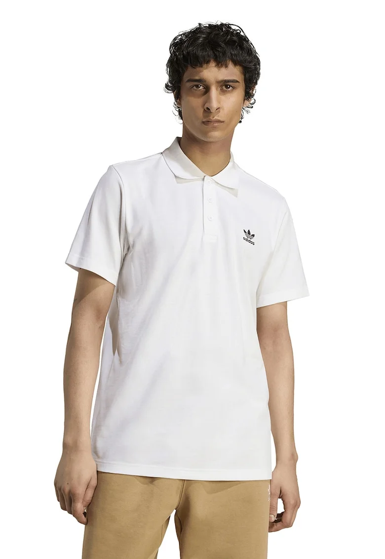 Tricou polo cu imprimeu logo pe piept, Alb