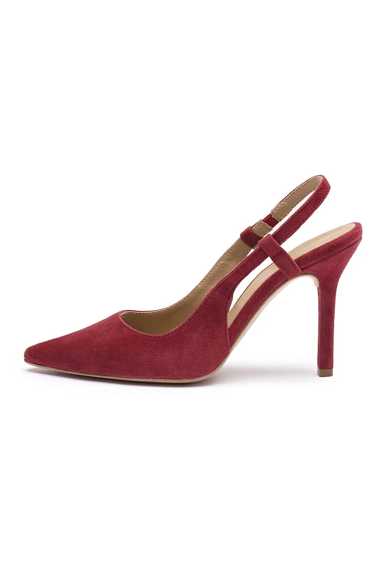 Pantofi slingback de piele intoarsa Linsey, Visiniu