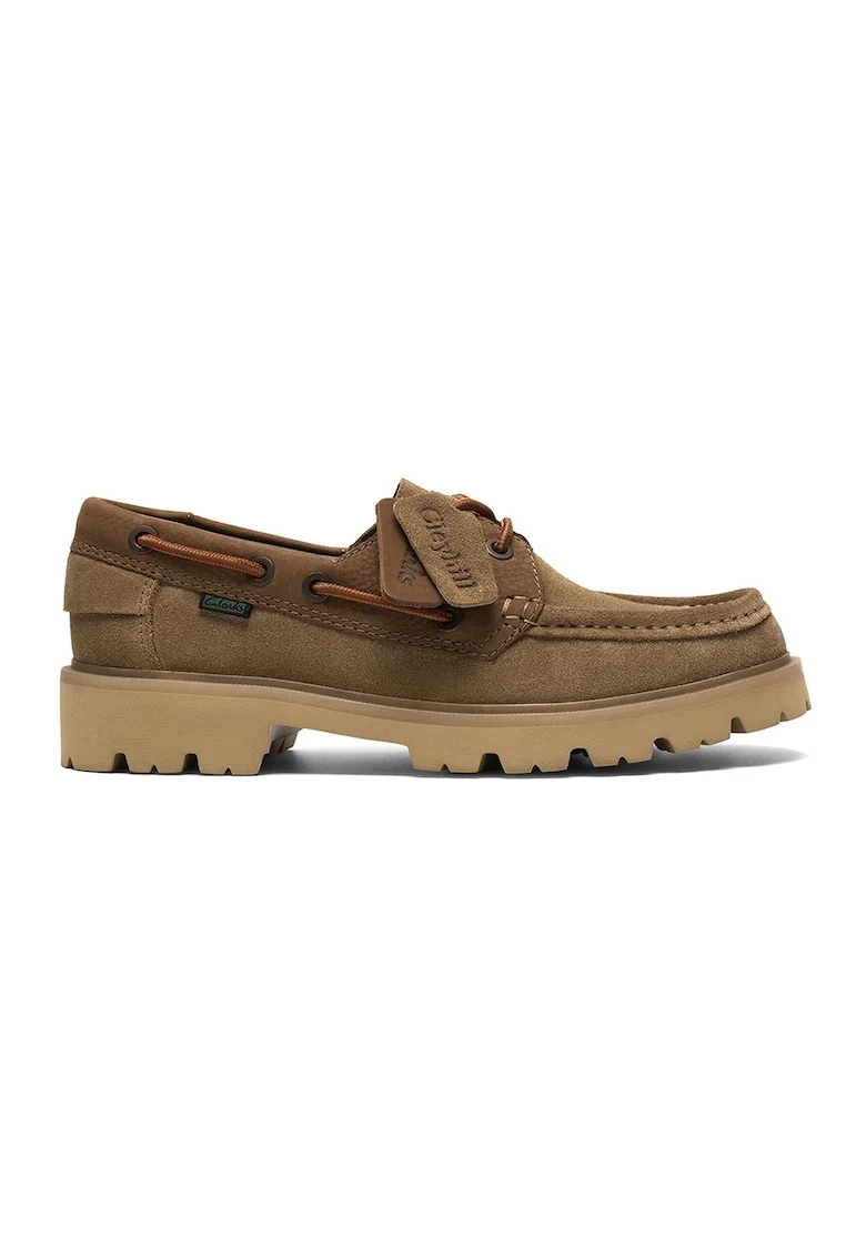 Pantofi boat de piele Cleyhill, Caramel