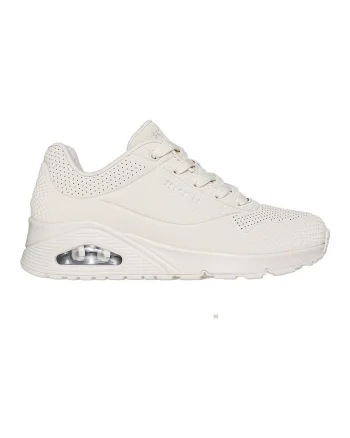 Pantofi sport flatform Uno Shiny Scale cu detali reflectorizant, Alb murdar