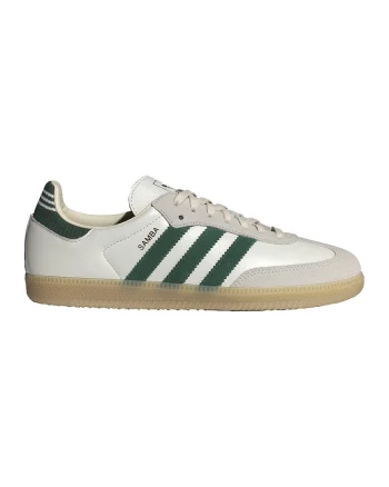 Pantofi sport din piele cu insertii din piele intoarsa Samba, Alb/Verde