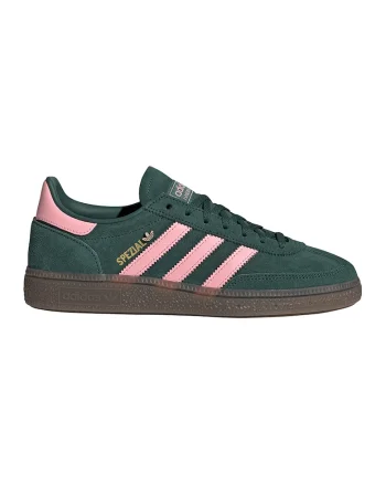 Pantofi din piele si piele intoarsa pentru handbal Spezial, Verde inchis/Roz