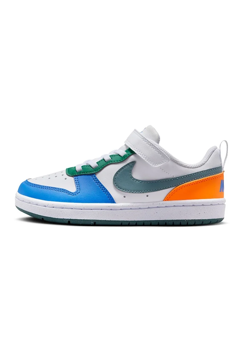 Pantofi sport Court Borough din piele ecologica cu inchidere velcro, Alb/Verde/Albastru