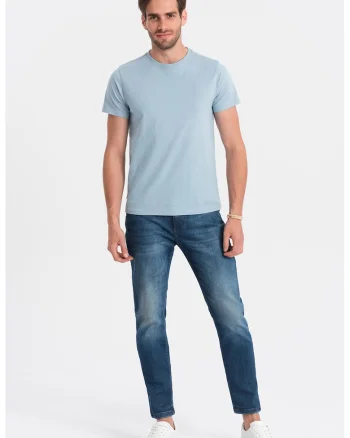 Tricou uni cu decolteu la baza gatului, Albastru pastel