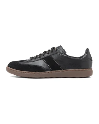 Pantofi sport low-cut de piele cu garnituri de piele intoarsa, Negru