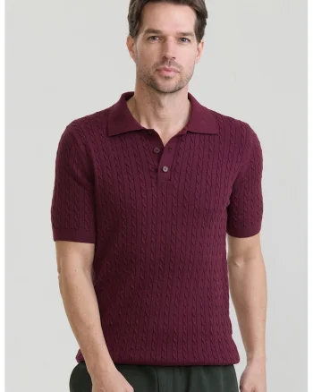Tricou polo texturat, Visiniu