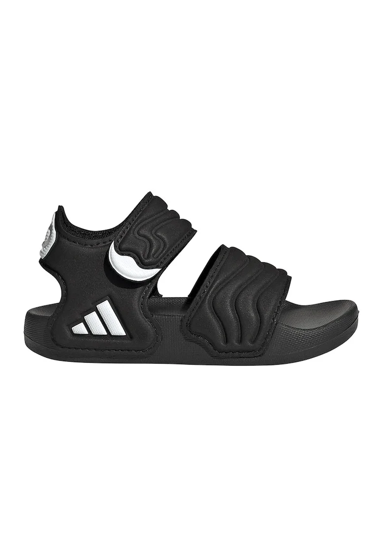 Sandale cu logo si velcro Adilette, Alb/Negru