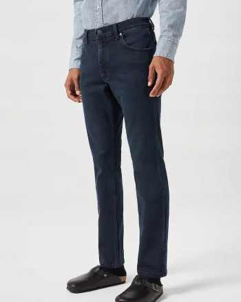Blugi Barbati,  Greensboro, Straight Fit, Talie Medie, 5 Buzunare, Fermoar, Lungi, Bumbac, W31-L34 US, Albastru