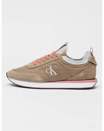 Pantofi sport cu garnituri din piele intoarsa Retro Runner, Maro camel