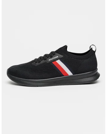 Pantofi sport din material textil cu logo, Negru