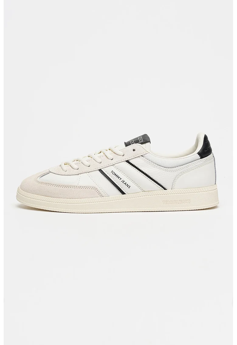 Pantofi sport din piele cu garnituri din piele intoarsa, Gri deschis/Alb arctic